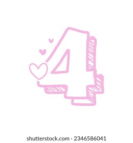 Doodle Styled Number with a Heart