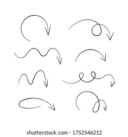 Doodle stylize line arrow set vector illustration handrawn style