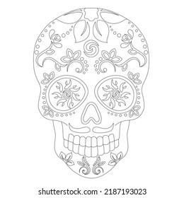 Doodle Stylized Black White Sugar Skull Stock Vector (Royalty Free ...