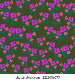 Doodle stylized flowers seamless pattern. Decorative naive botanical texture. Creative flower background. Design for fabric, textile print, wrapping, cover. Simple vector illustration