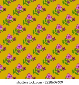 Doodle stylized flowers seamless pattern. Decorative naive botanical texture. Creative flower background. Design for fabric, textile print, wrapping, cover. Simple vector illustration