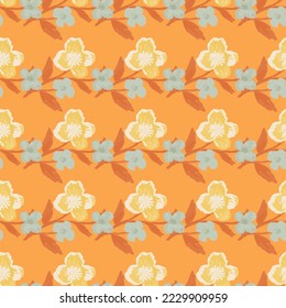Doodle stylized flowers seamless pattern. Decorative naive botanical texture. Creative flower background. Design for fabric, textile print, wrapping, cover. Simple vector illustration