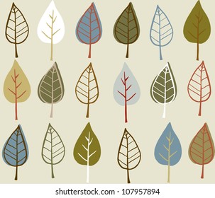 Doodle stylized leaves seamless pattern.