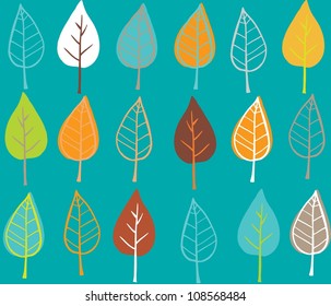 Doodle stylized leaves seamless pattern.