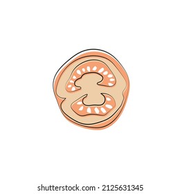 Doodle stylized raw tomato. Simple illustration of fresh vegetable for salad