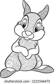 Doodle Stylized Squirrel, Adult Antistress Coloring Page. Mandala Animal