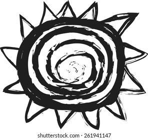 doodle stylized sun, vector illustration