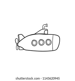 Doodle submarine icon vector