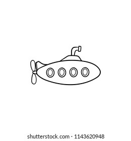 Doodle submarine icon vector