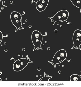 doodle submarine seamless pattern background