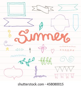 Doodle summer banner.illustration vector