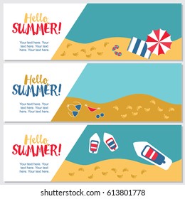 Doodle summer banners set. vector illustration