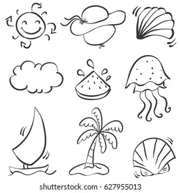 Doodle of summer beach object