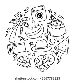 Doodle Summer Clipart Hand Drawn