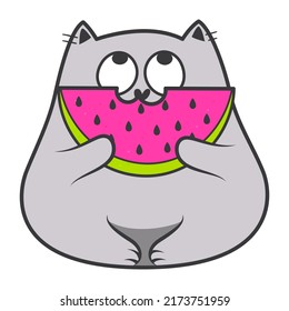 Doodle summer cute cat. Vector illustartion.