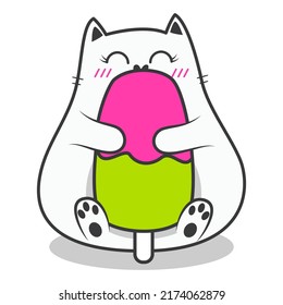 Doodle Summer Cute Cat. Vector Illustartion.