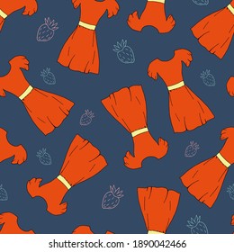 Doodle Sommer Kleid nahtlose Muster. handgezeichnet Hintergrund. Vektorgrafik