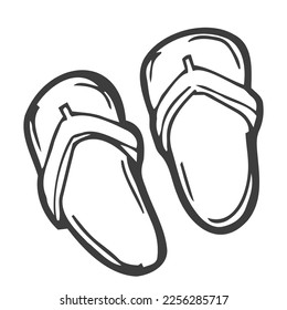 Doodle summer footwear. vector flip flops isolated on white