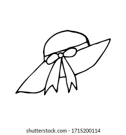 Doodle Summer hat. hand drawn of a Summer hat isolated on a white background. Vector illustration sticker, icon, design element
