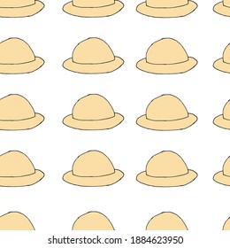 Doodle Summer hat seamless pattern. hand drawn background. Vector illustration