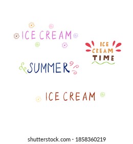 Doodle summer, ice cream lettering  set. hand drawn of a kite isolated on a white background. Vector illustration