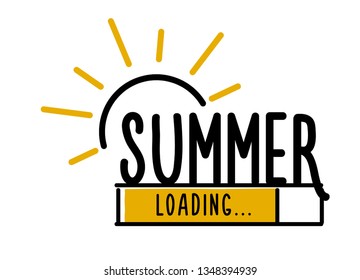 Doodle Summer Loading illustration screen. Progress bar almost reaching summer. Vector illustration background banner in doodle style