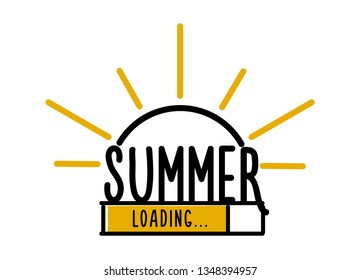 Doodle Summer Loading illustration screen. Progress bar almost reaching summer. Vector illustration background banner in doodle style