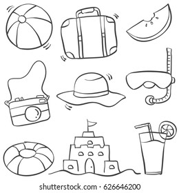 Doodle of summer object hand draw