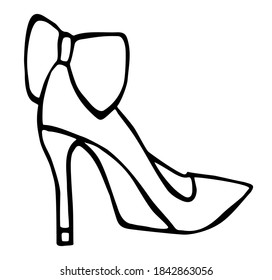 Doodle summer pumps hand drawn in line art style