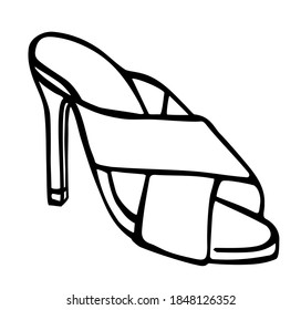Doodle summer pumps hand drawn in line art style