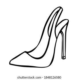 Doodle summer pumps hand drawn in line art style