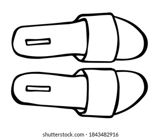 Doodle summer sandals hand drawn in line art style