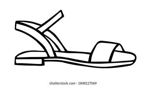 Doodle summer sandals hand drawn in line art style