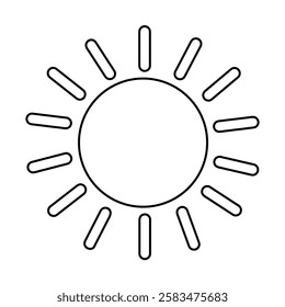 Doodle summer sun coloring pages for kids. Trace and color sun. Summer sun isolated on white background. Summer worksheets for kids activity printable. Cartoon sun clip art vector.