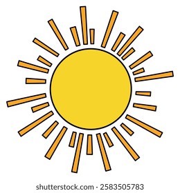 Doodle summer sun coloring pages for kids. Trace and color sun. Summer sun isolated on white background. Summer worksheets for kids activity printable. Cartoon sun clip art vector.