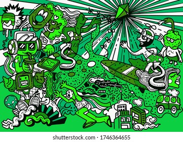 doodle Summer vacation, vector illustration.
