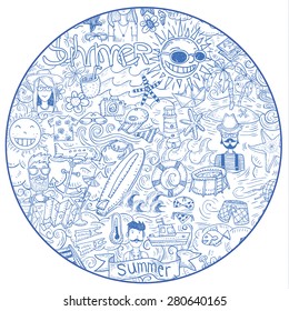 doodle Summer vacation, vector illustration.