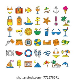 Doodle Summer vector icon in cute cartoon doodle style