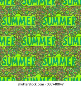 Doodle summer vector illustration. Perfect for cards, wallpaper, package, and stickers. Seamless pattern