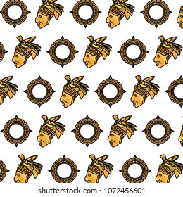 doodle sun aztec symbol and cacique background