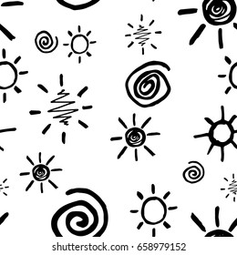 Doodle Sun Black On White Background Stock Vector (royalty Free 