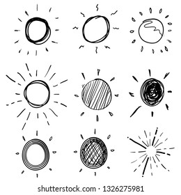 doodle sun burst vector 