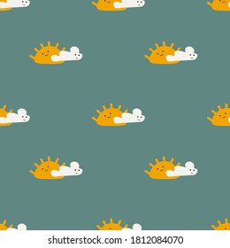 doodle sun and cloud seamless pattern.Template design for invitation, poster, card, fabric, textile.