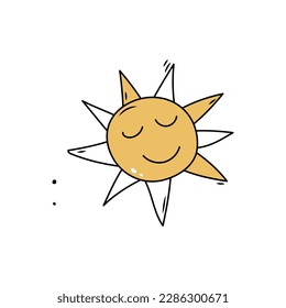 Icono de dibujo del sol del perro. Ilustración vectorial de boceto amarillo dibujado a mano