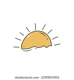 Icono de dibujo del sol del perro. Ilustración vectorial de boceto amarillo dibujado a mano