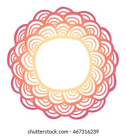 Doodle sun flower frame . Simple flower label. Mehndi hand drawn template. Vector illustration.