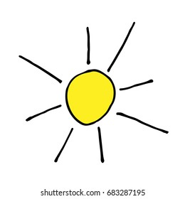 Doodle sun hand drawing icon vector illustration.