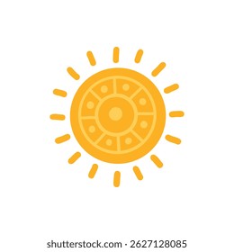 Doodle sun icon. Hot weather suns collection vector illustration, summer scribbled sun doodle with sunlight sketch drawings, hand drawn sunshine objects