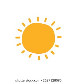 Doodle sun icon. Hot weather suns collection vector illustration, summer scribbled sun doodle with sunlight sketch drawings, hand drawn sunshine objects