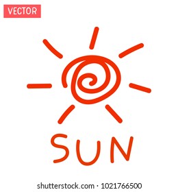 Doodle Sun icon Vector.